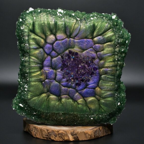 Asian Iris Crystal Edge Vanity Tray | Jewelry Tray | Candle Tray | Ring Tray - Picture 1 of 3
